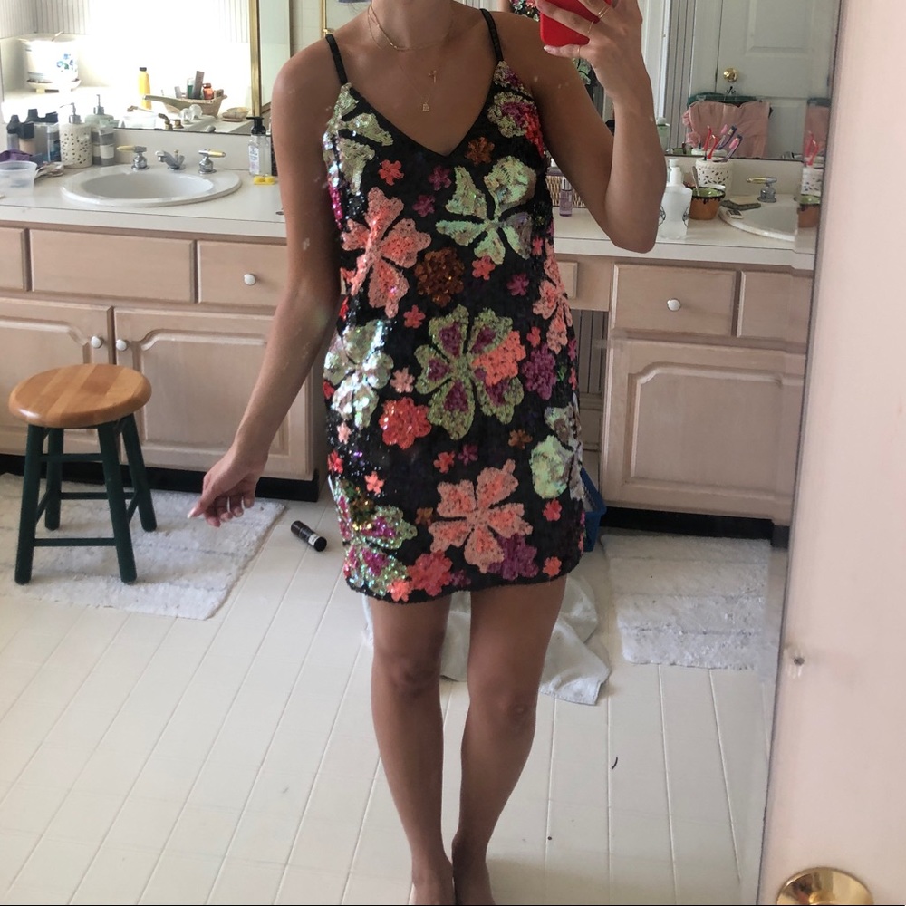 MOVING SALE! Sequin Floral Mini Party Dress